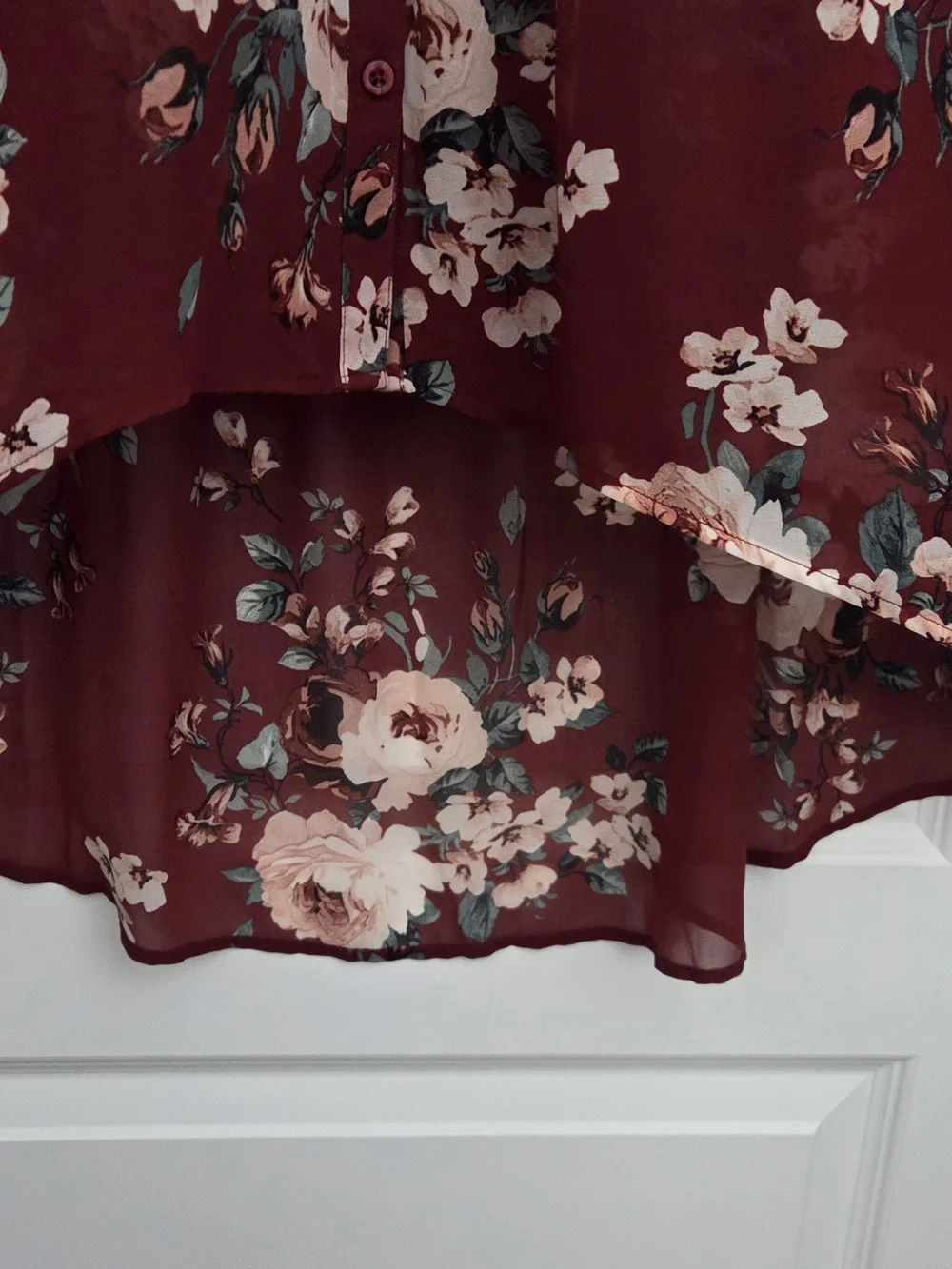 torrid Burgundy Floral Button-Front Babydoll Tunic